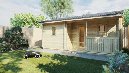 BUDGET ONE BED A LOG CABIN 6.16m x 4.7m