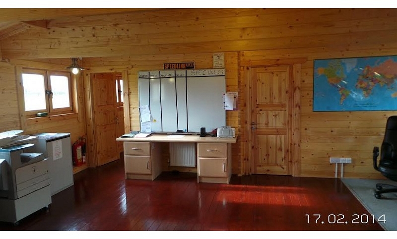 Commercial Log Cabin Office Inside Kitchen