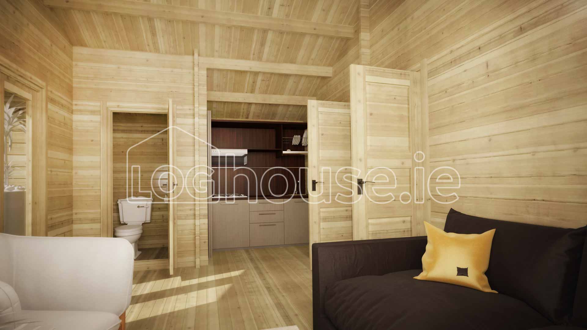 Two Bed Type E Log Cabin 6m X 7 5m