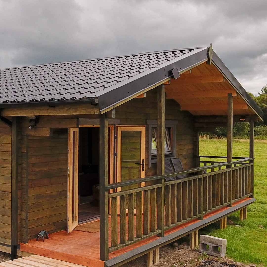 Three Bed Type A Log Cabin Outside Porch