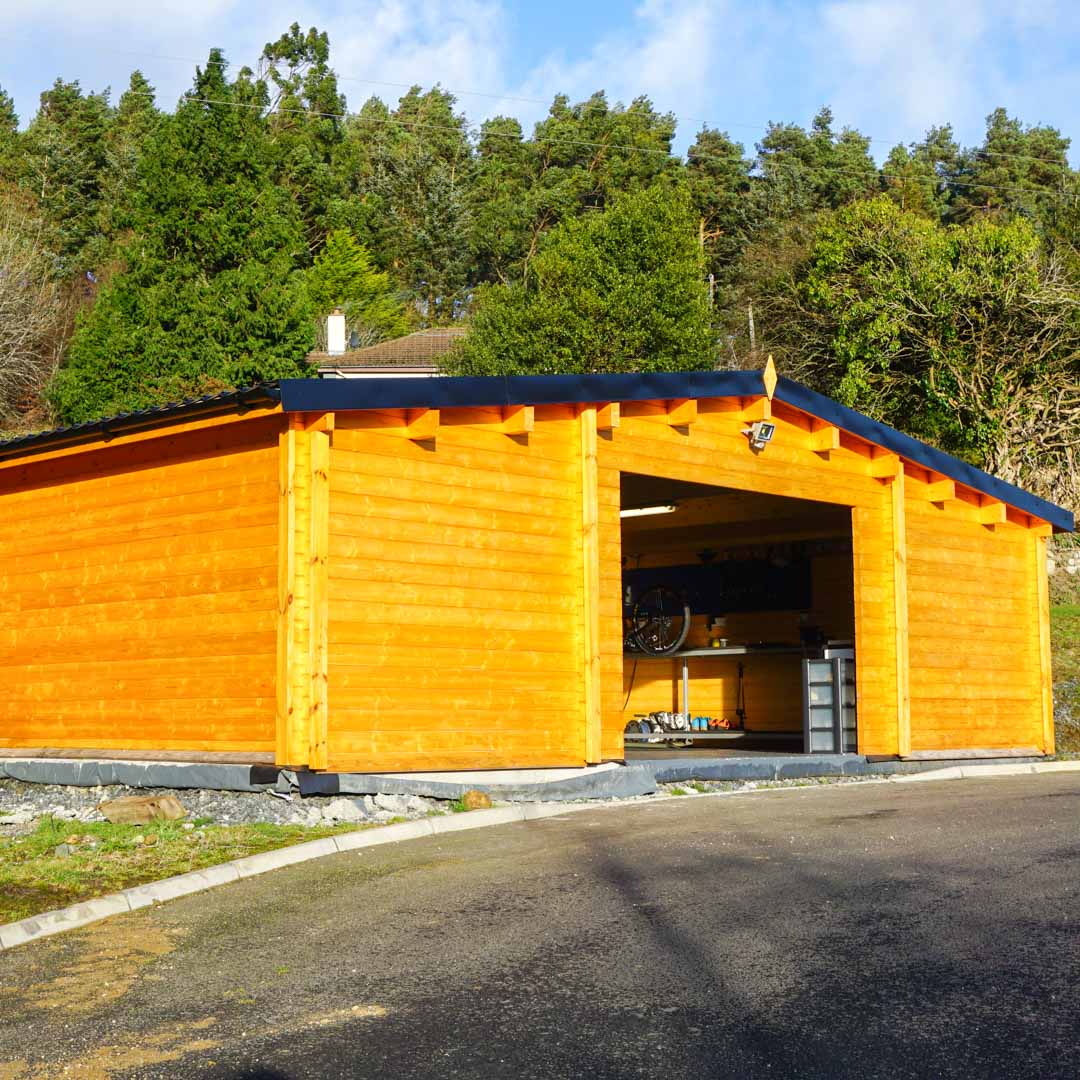Garage Log Cabin Feature