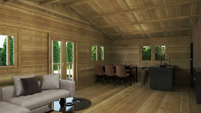 Loghouse Four-Bed-Type-A Log cabin-interior