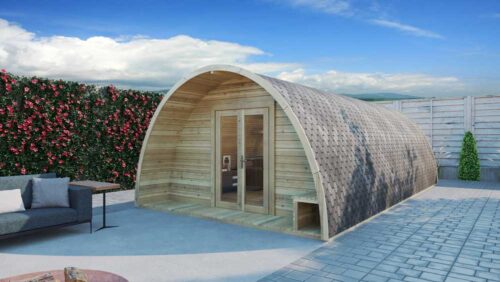 Glamping Pod One Bed B 4m x 8m front