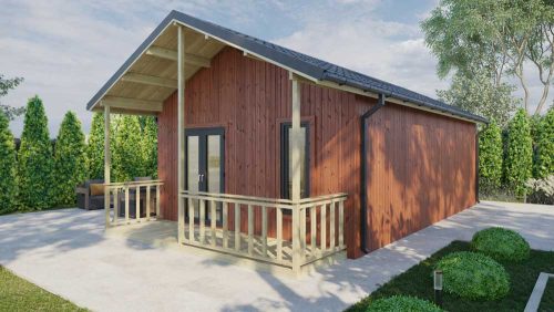 One-Bed-Type-B-Log-Cabin-with-veranda-front---2